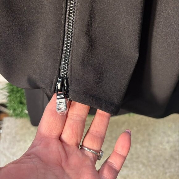 Black Long-Sleeve Wrap Dress With Front Zipper Detail - Picture 3 of 12